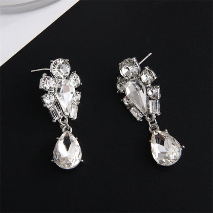 Crystal and Cubic Zirconia Silver-Plated Pear Drop Earrings, silver drop earrings for women, everyday style, lifestyle look
