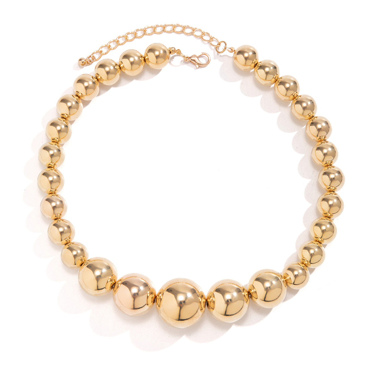 18K Gold-Plated Bead Statement Necklace, gold pendant necklace for women, botanical inspired, side view