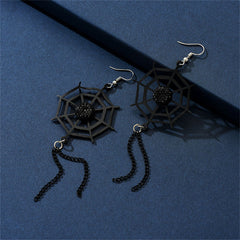 Black Spider Web Tassel Drop Earrings