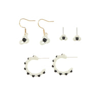 Black & White Floral Openwork Earring Set