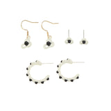 Black & White Floral Openwork Earring Set