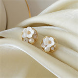 Cubic Zirconia & Pearl Flower Stud Earrings
