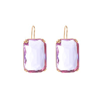Purple Crystal & 18k Gold-Plated Radiant-Cut Drop Earrings