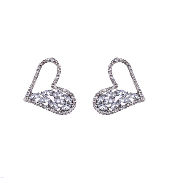 Crystal & Cubic Zirconia Open Heart Stud Earrings