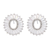 White Crystal & Silver-Plated Ring Stud Earrings