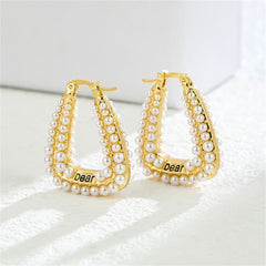 White Pearl & 18K Gold-Plated U-Shape Huggie Earrings