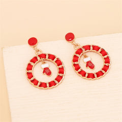 Red Ribbon & Enamel 18K Gold-Plated Mitten Figaro Drop Earrings