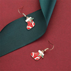 Red & 18K Gold-Plated Holly Stocking Drop Earrings