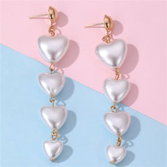 Pearl & 18K Gold-Plated Heart Drop Earrings