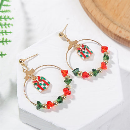 Red Enamel and Acrylic 18K Gold-Plated Gift Box Drop Earrings, gold drop earrings for women, side view