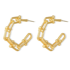 18K Gold-Plated Studded Paperclip Hoop Earrings