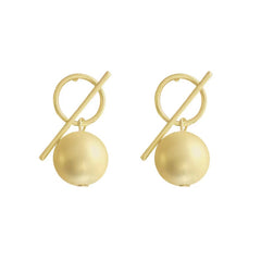 Elegant 18K gold-plated ball drop earrings featuring a chic circle and cross design, perfect for any occasion.