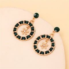 Black Ribbon & Enamel 18K Gold-Plated Snowflake Drop Earrings