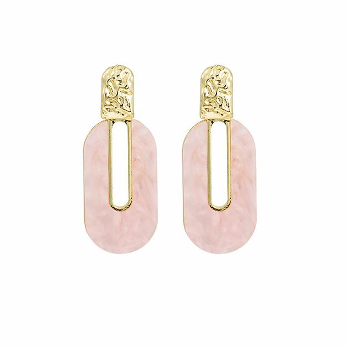 Pink Shell and 18K Gold-Plated Oval Drop Earrings, gold drop earrings for women, everyday style, styled look