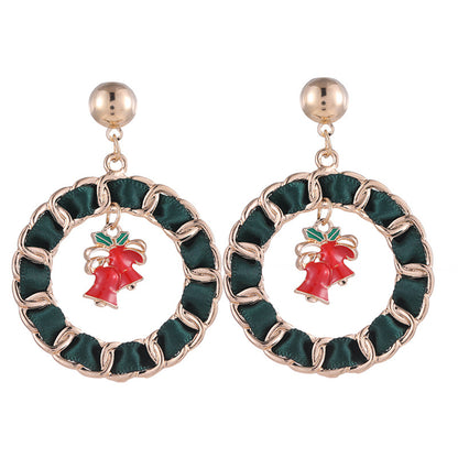 Red Enamel and Polyster 18K Gold-Plated Bell Drop Earrings, gold drop earrings for women, dainty minimalist design, side view