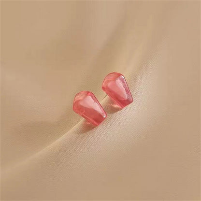 Red Resin and Silver-Plated Pomegranate Seed Stud Earrings, silver stud earrings for women, everyday style, lifestyle look