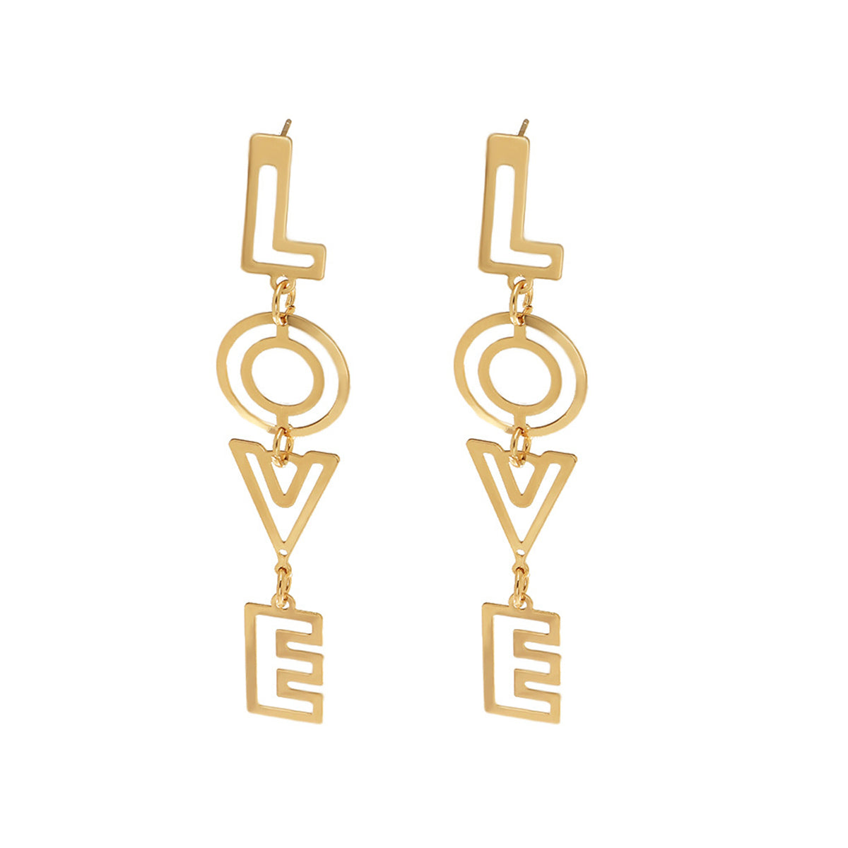 Dazzling 18K gold-plated 'Love' earrings with an openwork design, a must-have accessory for any romantic occasion.