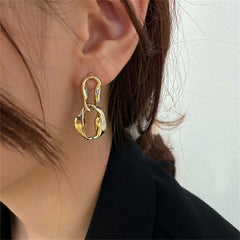 Elegant 18K gold-plated earrings featuring a twisted, interlocked oval design for a chic and modern look.