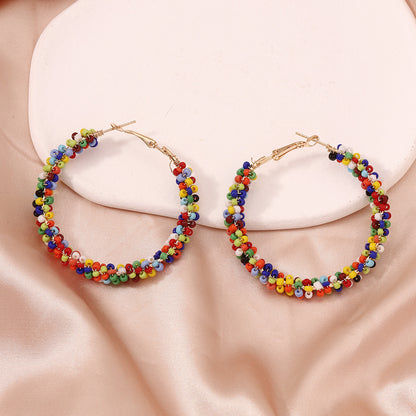 Vibrant Howlite and 18K Gold-Plated Beaded Hoop Earrings, everyday style, styled look