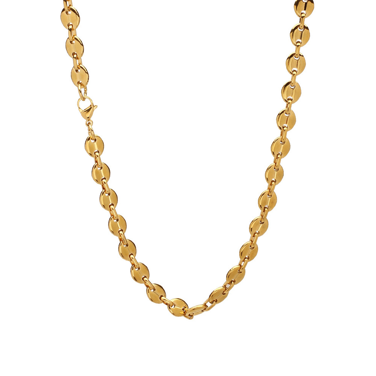 18K Gold-Plated Mariner Chain Necklace, gold pendant necklace for women, botanical inspired, front view