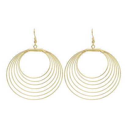18K Gold-Plated Layered Hoop Drop Earring, gold drop earrings for women, dainty minimalist design, styled look
