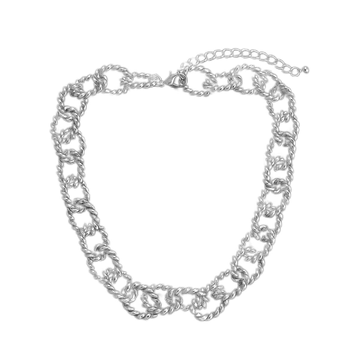 Silver-Plated Twist Chain Link Choker