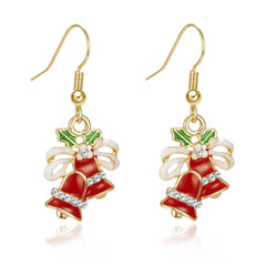 Red Enamel & 18K Gold-Plated Cubic Zirconia-Accent Bells Drop Earrings