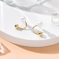 White Pearl & 18K Gold-Plated U-Shaped Ear Jackets