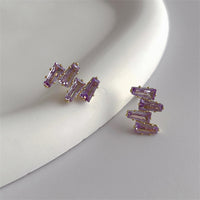 Purple Crystal & 18k Gold-Plated Geometric Stud Earrings
