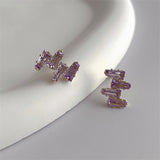 Purple Crystal & 18k Gold-Plated Geometric Stud Earrings