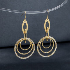 Cubic Zirconia & 18K Gold-Plated Pavé Stacked Circle Trio Drop Earrings