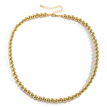 18K Gold-Plated Bead Chain Necklace, gold pendant necklace for women, elegant gift for her, styled look