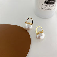 Pearl & 18k Gold-Plated Huggie Earrings