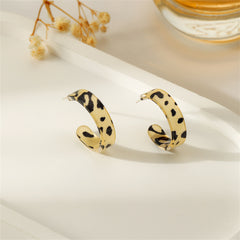 Beige & Black Acrylic Leopard Print Huggie Earrings