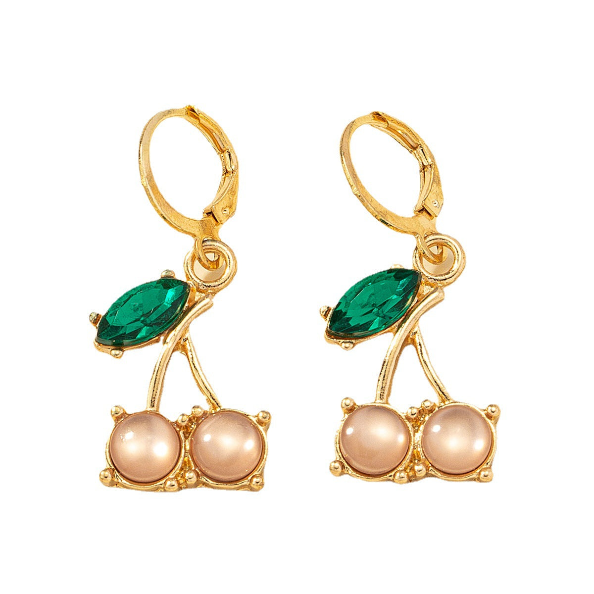 Crystal & 18K Gold-Plated Cherry Charm Huggie Earrings