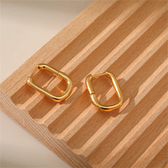 18K Gold-Plated Open Square Huggie Earrings