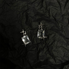 Crystal & Silver-Plated Star Cluster Drop Earrings