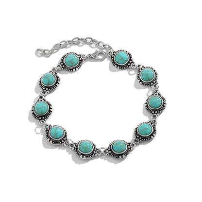 Turqouise & Silvertone Round Stations Anklet - Street Region