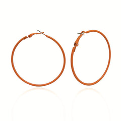 Orange Enamel & Silver-Plated Hoop Earrings