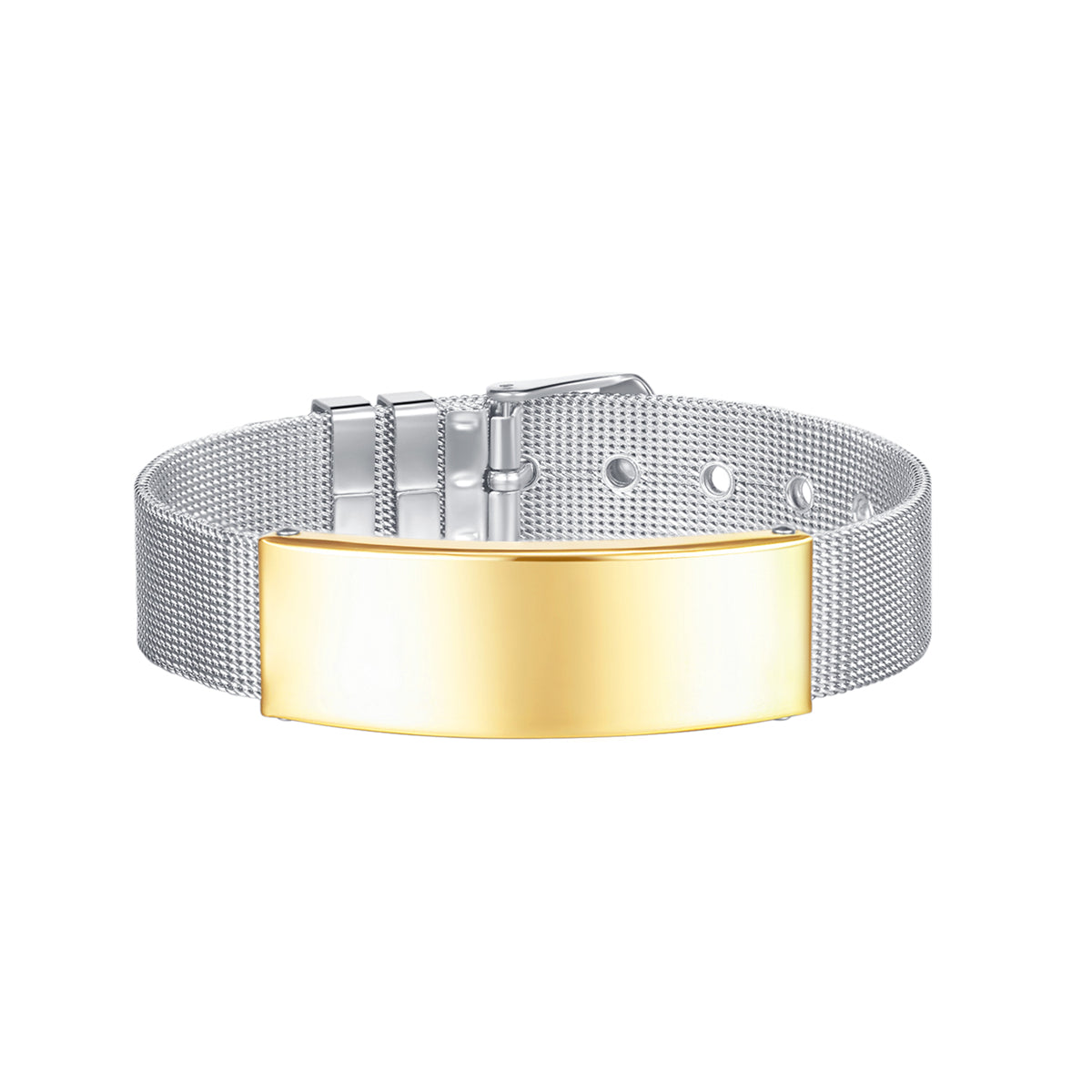 Two Tone Curved Card Belt Bracelet, bracelet for women, everyday style, front view