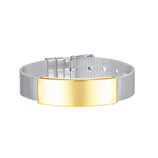 Two Tone Curved Card Belt Bracelet, bracelet for women, everyday style, front view