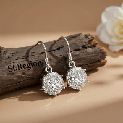 Cubic Zirconia and Silver-Plated Drop Earring, silver drop earrings for women, elegant gift for her, front view