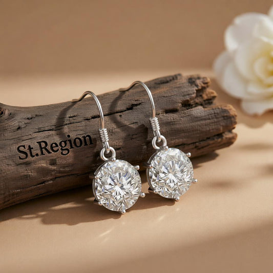 Cubic Zirconia & Silver-Plated Drop Earring