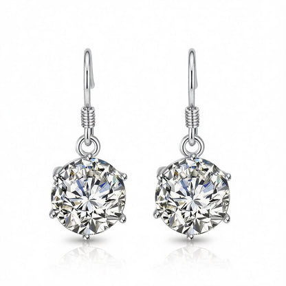 Cubic Zirconia and Silver-Plated Drop Earring, silver drop earrings for women, elegant gift for her, side view