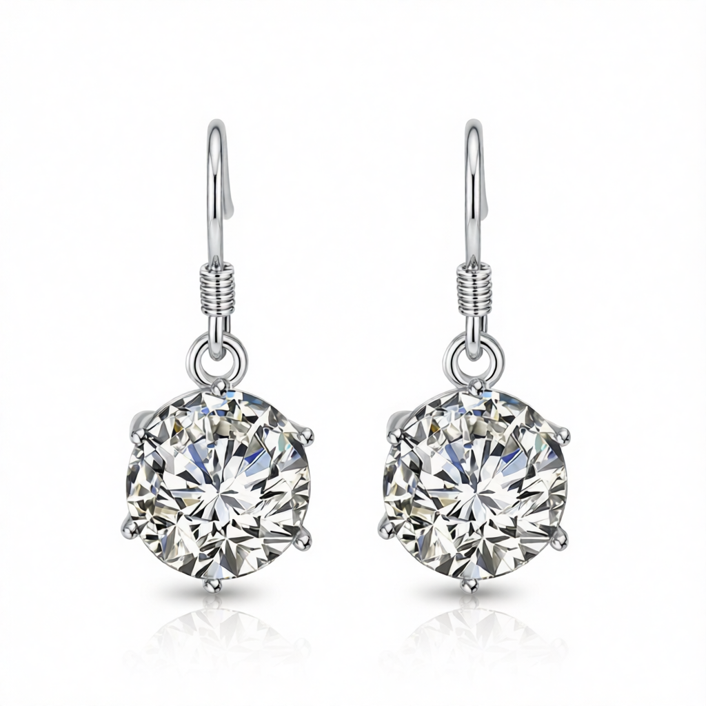 Cubic Zirconia & Silver-Plated Drop Earring