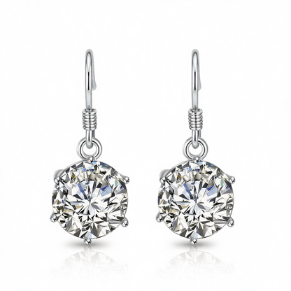 Cubic Zirconia & Silver-Plated Drop Earring
