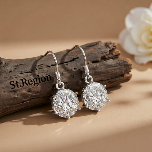 Cubic Zirconia & Silver-Plated Drop Earring