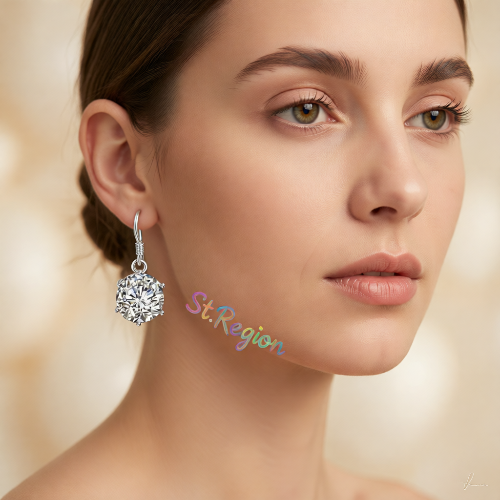 Cubic Zirconia & Silver-Plated Drop Earring