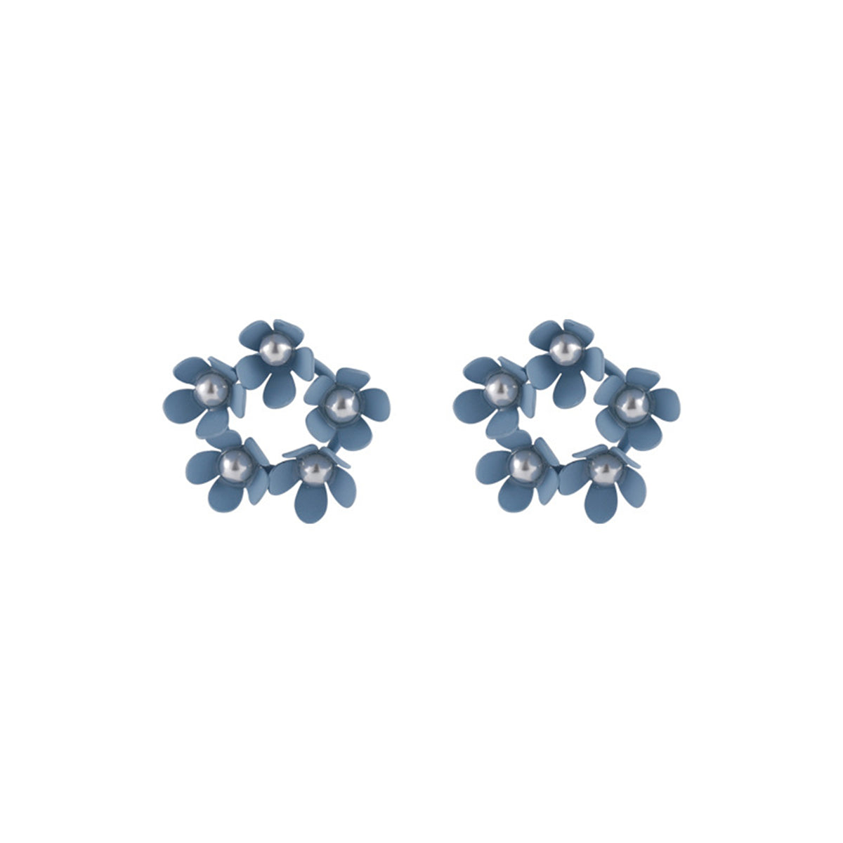Pearl & Purple Enamel Floral Garland Stud Earrings