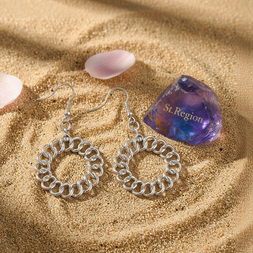 Silver-Plated Open Figaro Round Drop Earrings